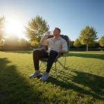 VEVOR Oversized Camping Chairs, 450 lbs Heavy Duty Support, Portable Padded Folding Camp Chairs with Dual Cup Holders & Wine Glass Holders, Carry Bag for Outdoor, Fishing, Black & Gray, 1 Pack