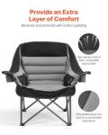 VEVOR Oversized Camping Chairs, 450 lbs Heavy Duty Support, Portable Padded Folding Camp Chairs with Dual Cup Holders & Wine Glass Holders, Carry Bag for Outdoor, Fishing, Black & Gray, 1 Pack