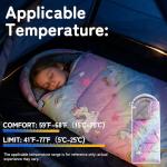 tuphen Kids Sleeping Bag - 3-4 Seasons Portable Sleeping Bag with Compression Sack for Boys, Girls and Toddlers, 2.2 lbs Lightweight Camping Gear Perfect for Camping Hiking Indoor (Purple, 63x26in)