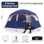 CAMPROS CP Tent-6-Person-Camping-Tents, Waterproof Windproof Family Tent with Top Rainfly, 4 Large Mesh Windows, Double Layer, Easy Set Up, Portable with Carry Bag (Navy Blue)