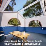 HIKERGARDEN 8 Person Camping Tent - Portable Family Cabin Tent for Camp, Windproof Fabric Camp Tent Outdoor for Hiking, Backpacking, Traveling-12'x9'x80in(H) (Navy Blue)