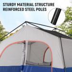 HIKERGARDEN 8 Person Camping Tent - Portable Family Cabin Tent for Camp, Windproof Fabric Camp Tent Outdoor for Hiking, Backpacking, Traveling-12'x9'x80in(H) (Navy Blue)