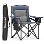 SONGMICS Oversized Lumbar Support Camping Chair, Heavy-Duty Outdoor Folding Chair Comfortable, Padded, Glamping, Cooler Bag, Weight Capacity 450 lb, Harbor Blue UGCB066Q01