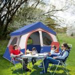 HIKERGARDEN 8 Person Camping Tent - Portable Family Cabin Tent for Camp, Windproof Fabric Camp Tent Outdoor for Hiking, Backpacking, Traveling-12'x9'x80in(H) (Navy Blue)