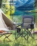 SONGMICS Oversized Lumbar Support Camping Chair, Heavy-Duty Outdoor Folding Chair Comfortable, Padded, Glamping, Cooler Bag, Weight Capacity 450 lb, Harbor Blue UGCB066Q01