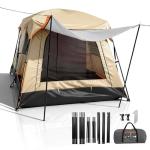 5-8 Person Large Tent, Double Layer Waterproof & Portable Family Tent, for Outdoor Camping Hiking Family Vacation (Khaki, Medium)