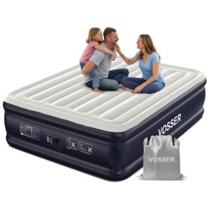 VOSSER Air Mattress Queen with Built-in Pump, 18" Raised Inflatable Blow Up Mattress,Upgraded Heavy Duty 800lbs Portable Air Bed for Home, Guests,Floor& Camping, Self Inflating Colchon Inflable Queen