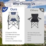 Alvantor Wide Seat Camping Chair for Big, 300LBS Heavy Duty with Armrests & Breathable Mesh, Portable for Camping, Hiking & Sports Events