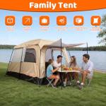 5-8 Person Large Tent, Double Layer Waterproof & Portable Family Tent, for Outdoor Camping Hiking Family Vacation (Khaki, Medium)
