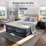 VOSSER Air Mattress Queen with Built-in Pump, 18" Raised Inflatable Blow Up Mattress,Upgraded Heavy Duty 800lbs Portable Air Bed for Home, Guests,Floor& Camping, Self Inflating Colchon Inflable Queen