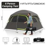 CAMPROS CP Tent-6-Person-Camping-Tents, Waterproof Windproof Family Tent with Top Rainfly, 4 Large Mesh Windows, Double Layer, Easy Set Up, Portable with Carry Bag (Deep Gray)