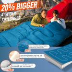 MEREZA Double Sleeping Bag for Adults Mens with Pillow, XL Queen Size for All Season Camping Hiking Backpacking 2 Person Sleeping Bags for Cold Weather & Warm (Diamond Blue)