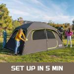CAMPROS CP Tent-6-Person-Camping-Tents, Waterproof Windproof Family Tent with Top Rainfly, 4 Large Mesh Windows, Double Layer, Easy Set Up, Portable with Carry Bag (Deep Gray)