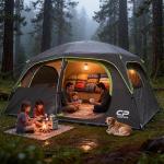 CAMPROS CP Tent-6-Person-Camping-Tents, Waterproof Windproof Family Tent with Top Rainfly, 4 Large Mesh Windows, Double Layer, Easy Set Up, Portable with Carry Bag (Deep Gray)