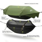 Rivenlo Camping Hammock Tent with Mosquito Net & RainFly, 3 in 1 Waterproof Portable Sleeping Hammock Bug Backpacker Lightweight Outdoor Gear Swing for Hiking Travel Patio Expedition(Dark Green)