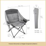 ARROWHEAD OUTDOOR Oversized Folding Camp Chair w/Adjustable Double Sized Cup Holder, Mesh Sides, Inner Pockets, Carry Bag, 300 LBS Weight Capacity