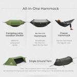 Rivenlo Camping Hammock Tent with Mosquito Net & RainFly, 3 in 1 Waterproof Portable Sleeping Hammock Bug Backpacker Lightweight Outdoor Gear Swing for Hiking Travel Patio Expedition(Dark Green)