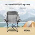 ARROWHEAD OUTDOOR Oversized Folding Camp Chair w/Adjustable Double Sized Cup Holder, Mesh Sides, Inner Pockets, Carry Bag, 300 LBS Weight Capacity