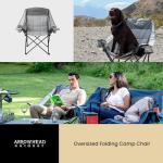 ARROWHEAD OUTDOOR Oversized Folding Camp Chair w/Adjustable Double Sized Cup Holder, Mesh Sides, Inner Pockets, Carry Bag, 300 LBS Weight Capacity