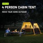Happy Travel Tent 4 Person Tents for Camping, Waterproof Easy Setup Camping Tent with Top Rainfly, Portable Tall Cabin Tent with 4 Mesh Windows and Carry Bag for Outdoor Camping & Hiking