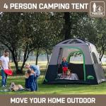 Happy Travel Tent 4 Person Tents for Camping, Waterproof Easy Setup Camping Tent with Top Rainfly, Portable Tall Cabin Tent with 4 Mesh Windows and Carry Bag for Outdoor Camping & Hiking