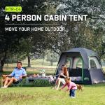 Happy Travel Tent 4 Person Tents for Camping, Waterproof Easy Setup Camping Tent with Top Rainfly, Portable Tall Cabin Tent with 4 Mesh Windows and Carry Bag for Outdoor Camping & Hiking