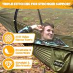 Chihee Ultra-Light Travel Camping Hammock Pop-up Net Hammock 660lbs Load Capacity,Breathable,Quick-Drying Parachute Nylon 2 Premium Carabiners,2 Tree Slings Included for Outdoor Backpacking Hiking