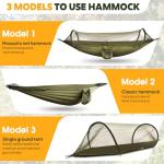 Chihee Ultra-Light Travel Camping Hammock Pop-up Net Hammock 660lbs Load Capacity,Breathable,Quick-Drying Parachute Nylon 2 Premium Carabiners,2 Tree Slings Included for Outdoor Backpacking Hiking