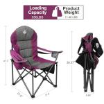 Northroad Oversized Portable Camping Chair, Full Padded Outdoor Folding Chair Support 350 LBS, Heavy Duty Lawn Chair with Cup Holder, Cooler Bag, Lumbar Support, Head Pocket for Adult (Purple)