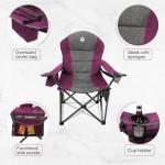 Northroad Oversized Portable Camping Chair, Full Padded Outdoor Folding Chair Support 350 LBS, Heavy Duty Lawn Chair with Cup Holder, Cooler Bag, Lumbar Support, Head Pocket for Adult (Purple)