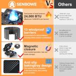 2-Burner Pro Camping Stove,24000 BTU Camp Stove,Foldable Propane Stove Includes Carry Bag,Windscreen Griddle, Portable Stove,Camping Essentials,Suitable For Outdoor Cooking,Tailgating,Grilling (Black)