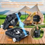 2-Burner Pro Camping Stove,24000 BTU Camp Stove,Foldable Propane Stove Includes Carry Bag,Windscreen Griddle, Portable Stove,Camping Essentials,Suitable For Outdoor Cooking,Tailgating,Grilling (Black)