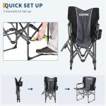 GarveeLife Oversized Directors Camping Chair, Portable Folding Chair for Adults Support 400 lbs, Heavy Duty Lawn Chair with Side Table, for Camping, Sports, Picnic, Beach, Fishing (1 PCS, Black)