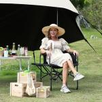 GarveeLife Oversized Directors Camping Chair, Portable Folding Chair for Adults Support 400 lbs, Heavy Duty Lawn Chair with Side Table, for Camping, Sports, Picnic, Beach, Fishing (1 PCS, Black)