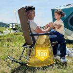 TIMBER RIDGE Foldable Padded Rocking Chair for Outdoor, High Back and Heavy Duty, Portable for Camping, Patio, Lawn, Garden, Yard or Balcony, Supports 300lbs (Brown)