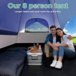 COBIZI Camping Tent, 8 Person Easy Setup Waterproof Windproof Family Tent with Removable Rainfly, Lightweight Portable Outdoor All-Season Dome Tent for Camping, Travel, Fishing, Hiking (Dark Blue)