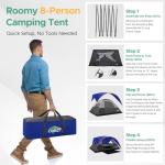 COBIZI Camping Tent, 8 Person Easy Setup Waterproof Windproof Family Tent with Removable Rainfly, Lightweight Portable Outdoor All-Season Dome Tent for Camping, Travel, Fishing, Hiking (Dark Blue)