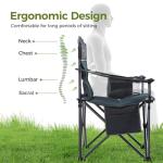 ALPHA CAMP Heavy Duty Camping Chair 500 LBS Capacity, Oversized Folding Chair for Heavy People, Padded Portable Outdoor Chair with Cooler Bag & Cup Holder for Camping, Fishing, Beach,Green,2PC
