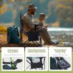 ALPHA CAMP Heavy Duty Camping Chair 500 LBS Capacity, Oversized Folding Chair for Heavy People, Padded Portable Outdoor Chair with Cooler Bag & Cup Holder for Camping, Fishing, Beach,Green,2PC