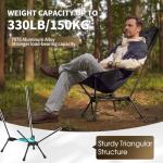 MOON LENCE High Back Folding Camping Chair, 330lbs Portable Compact Chair with Wide Seat & Ergonomic Back Support (Khaki)