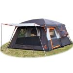 KTT Extra Large Tent 12 Person,Family Cabin Tents,2 Bay-Windows,2 Rooms and 3 Doors 3 Windows with Mesh,Waterproof,Straight Wall,Double Layer,Big Tent for Outdoor,Picnic,Camping,Gathering(Brown)