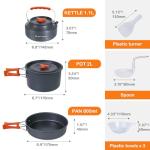 DINITHRON Camping Cookware Set Silicone Handle 10-Piece Lightweight Backpacking Pots and Pans Set, Compact Nesting Camping Cooking Set with Folding Handle for Hiking Family Camping & Outdoor Picnic