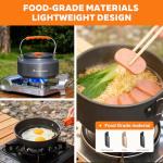 DINITHRON Camping Cookware Set Silicone Handle 10-Piece Lightweight Backpacking Pots and Pans Set, Compact Nesting Camping Cooking Set with Folding Handle for Hiking Family Camping & Outdoor Picnic