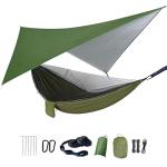 Camping Hammock with Rain Fly Tarp Mosquito Net Heavy Duty Tree Straps Portable Double Parachute Hammocks Tent Waterproof Rainfly Set