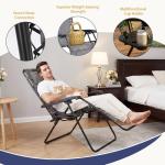 Sweetcrispy Zero Gravity Chairs, Set of 2 Portable Recliner Beach Camping Patio Outdoor Folding Lounge Chair with Cup Holder Trays and Adjustable Pillow for Poolside, Garden, Backyard, Lawn (Grey)