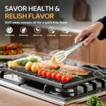 EWFEN Reversible Grill/Griddle, 16.7x9.5'' Pre-Seasoned Cast Iron Griddle Pan, Double Burner Cookware, Rectangular Non-Stick Stovetop Griddle with Handles, Flat Top Plate for Oven, Grill & Campfire
