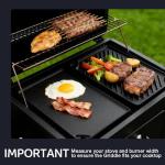 EWFEN Reversible Grill/Griddle, 16.7x9.5'' Pre-Seasoned Cast Iron Griddle Pan, Double Burner Cookware, Rectangular Non-Stick Stovetop Griddle with Handles, Flat Top Plate for Oven, Grill & Campfire
