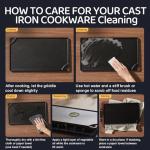 EWFEN Reversible Grill/Griddle, 16.7x9.5'' Pre-Seasoned Cast Iron Griddle Pan, Double Burner Cookware, Rectangular Non-Stick Stovetop Griddle with Handles, Flat Top Plate for Oven, Grill & Campfire