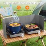 2 Burner Camping Stove with Windshield, 24000 BTU Propane Gas Stove,Portable Folding Camp Stove with Carry Bag, Piezo Ignition Adjustable Burners, Camping Essentials for Outdoor Tailgating Grilling