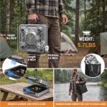 2 Burner Camping Stove with Windshield, 24000 BTU Propane Gas Stove,Portable Folding Camp Stove with Carry Bag, Piezo Ignition Adjustable Burners, Camping Essentials for Outdoor Tailgating Grilling